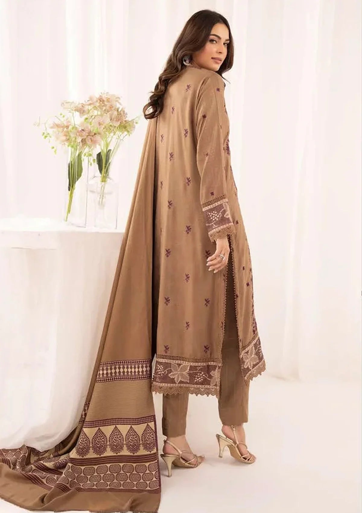 Dastoor By Khoobsurat Emb Peach Leather'23 D-235 - Mohsin Saeed Fabrics