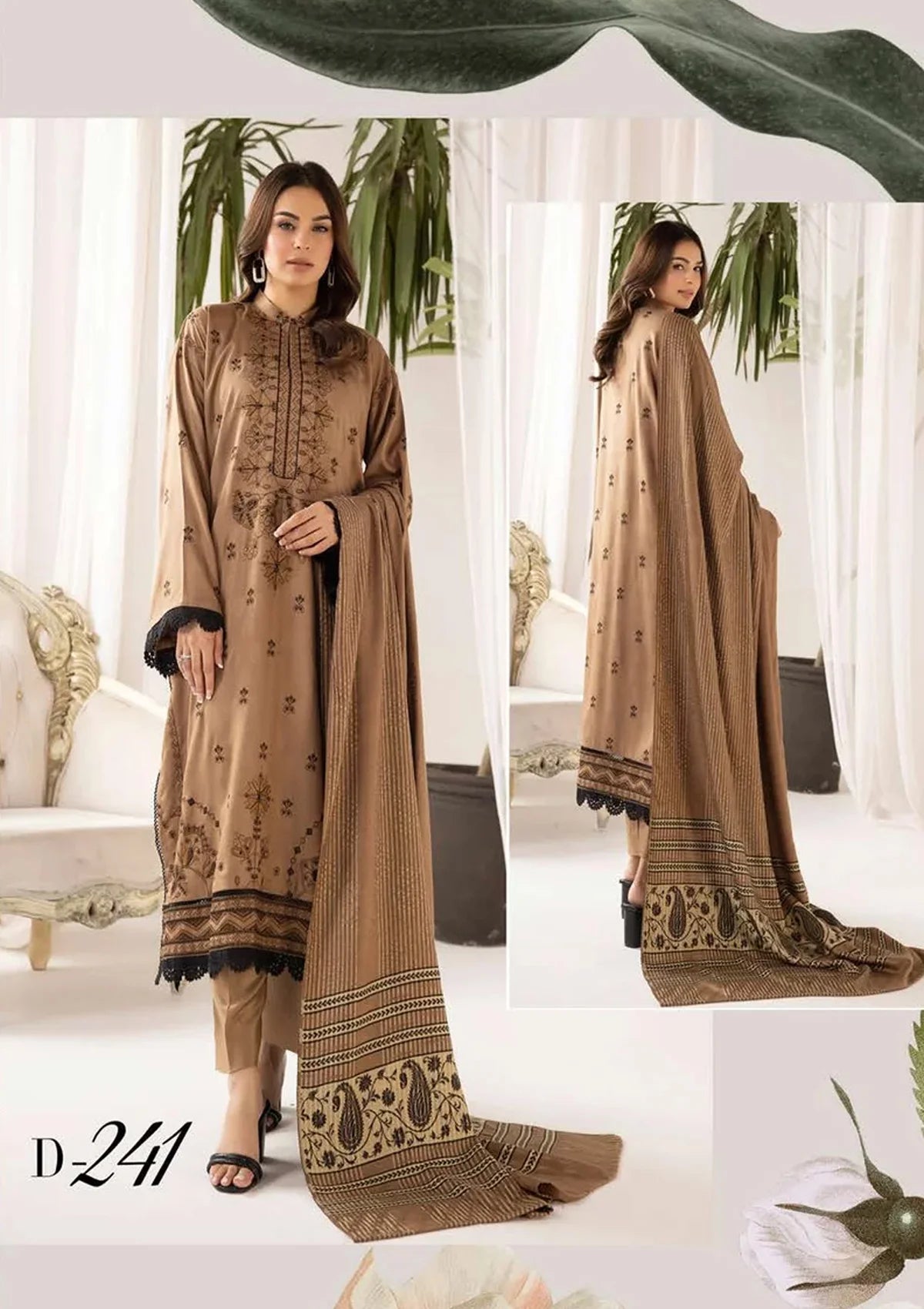 Dastoor By Khoobsurat Emb Peach Leather'23 D-241 - Mohsin Saeed Fabrics