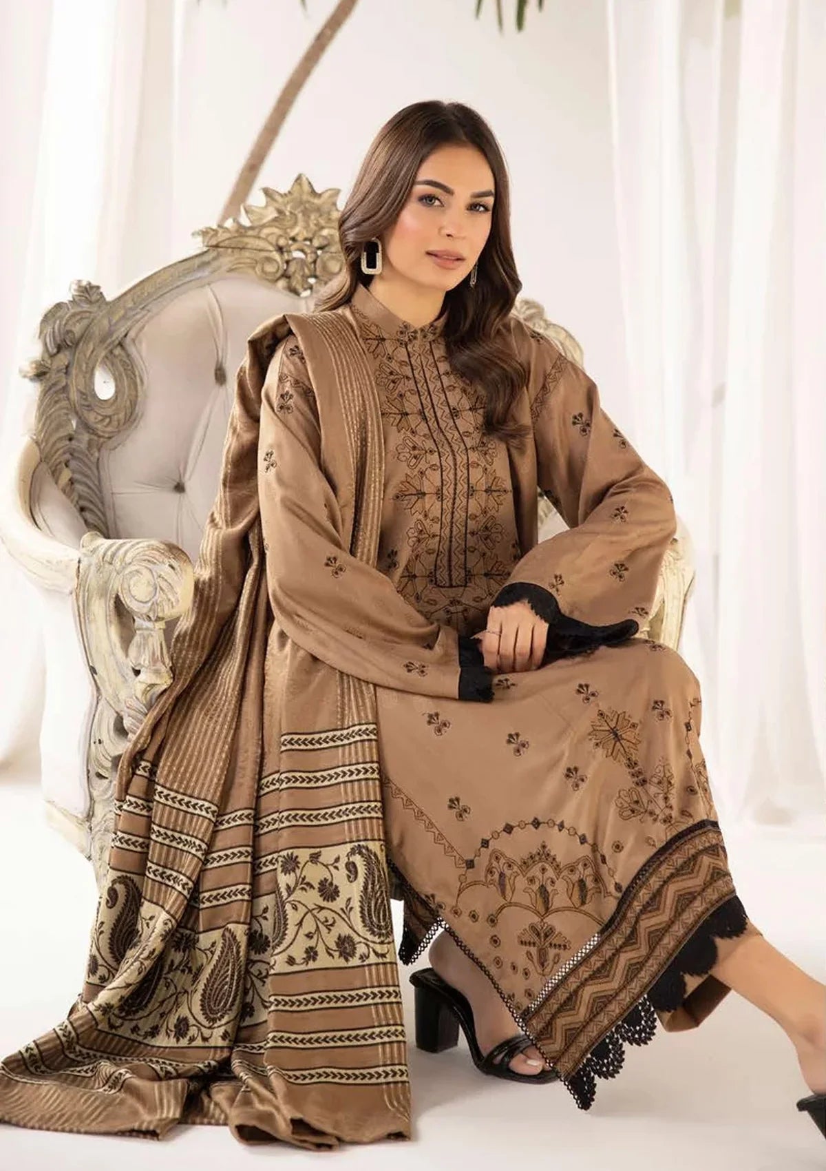 Dastoor By Khoobsurat Emb Peach Leather'23 D-241 - Mohsin Saeed Fabrics