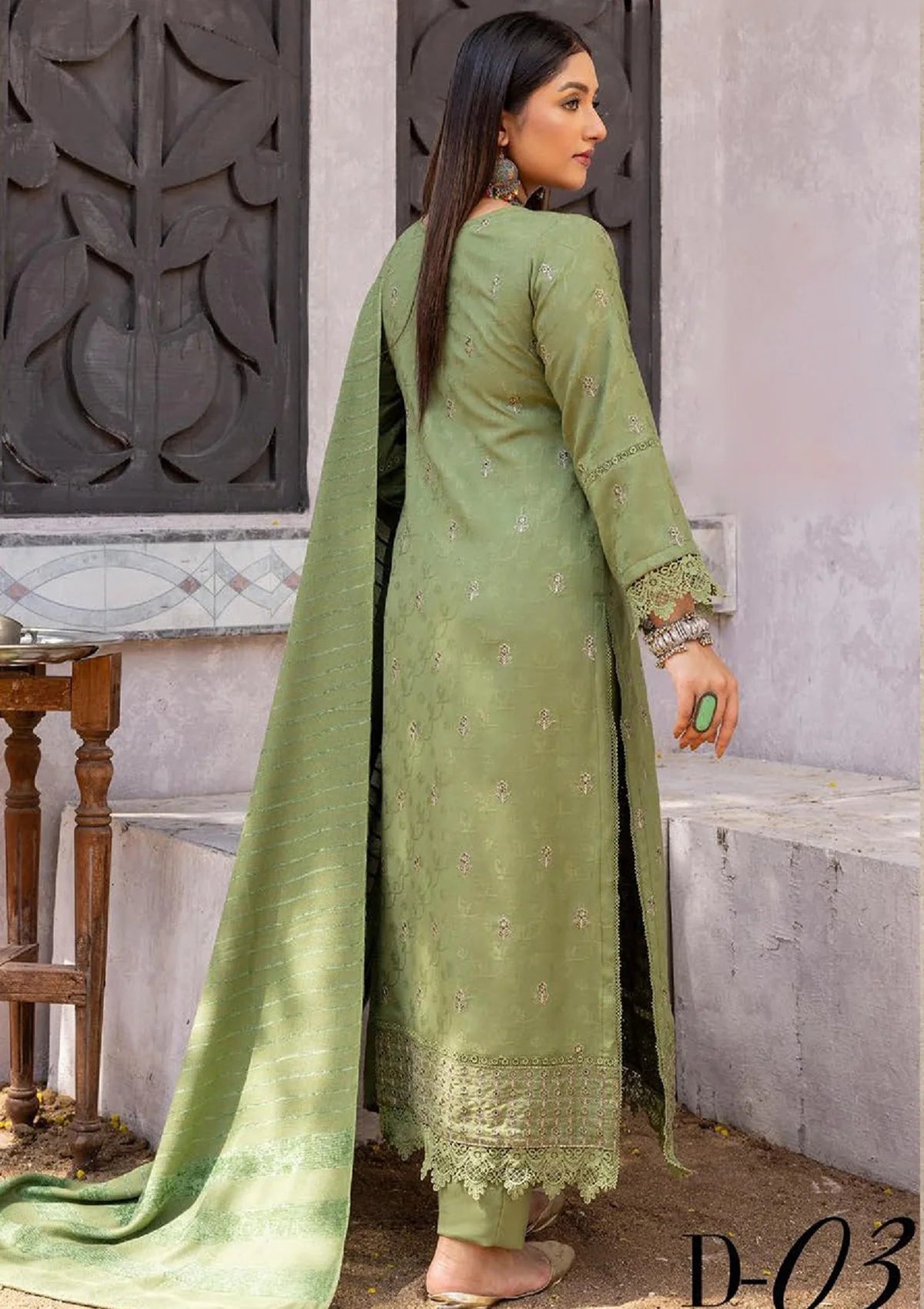 Dastoor Emb Slub Wool'23 D-03 - Mohsin Saeed Fabrics