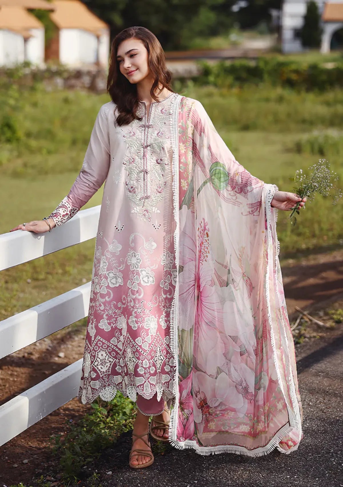 Mushq Solace Ombre Chikankari'26 D-09 Dew Drift