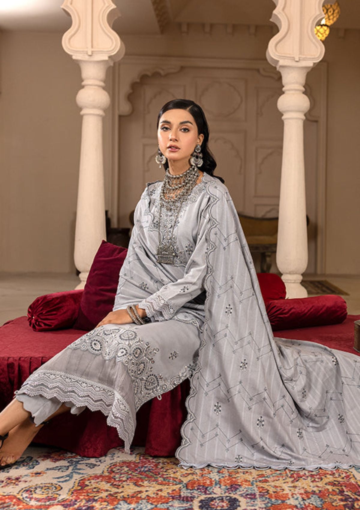 Rajis Dil Nihaad Silk Karandi'23 RJ-01 - Mohsin Saeed Fabrics