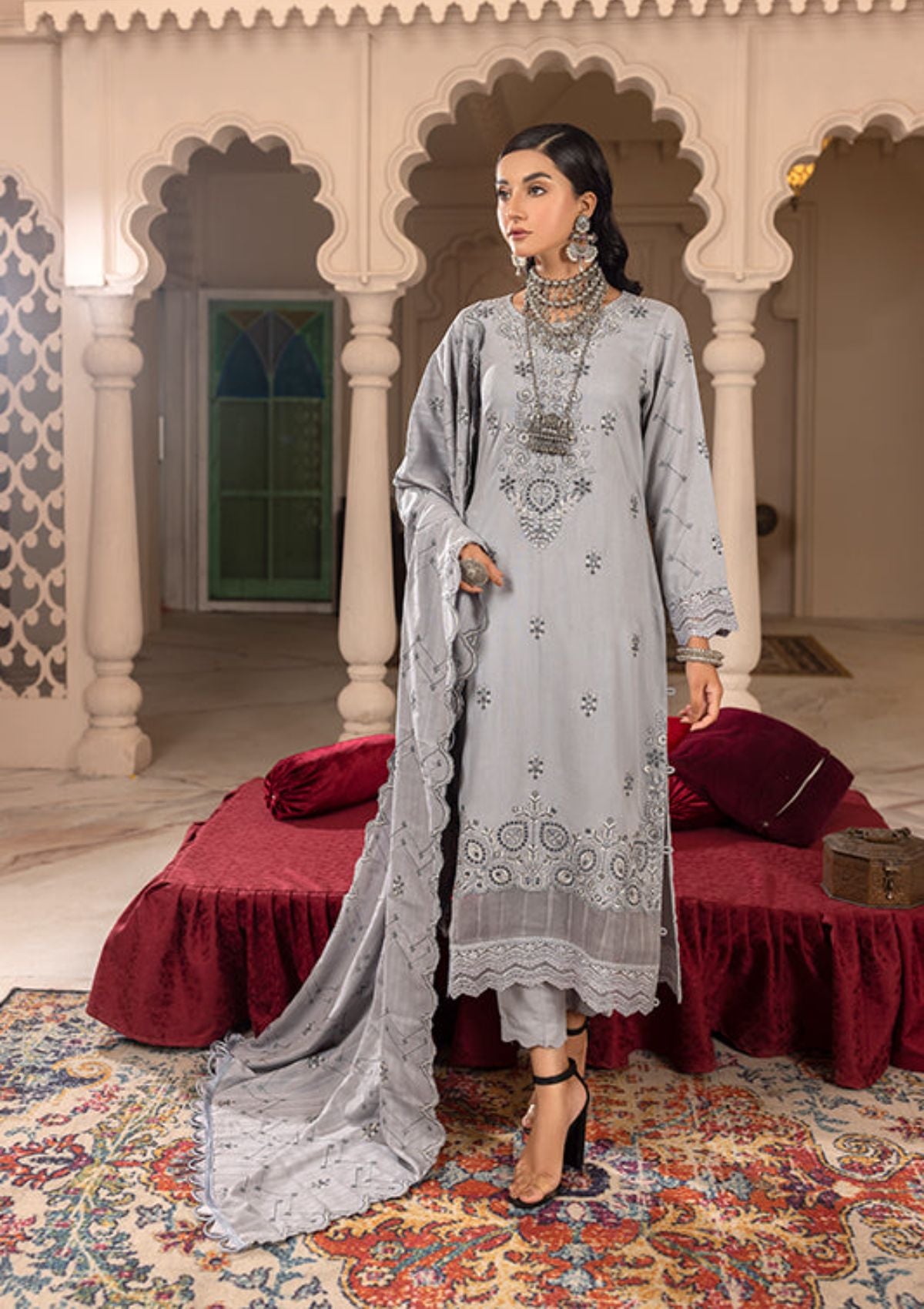 Rajis Dil Nihaad Silk Karandi'23 RJ-01 - Mohsin Saeed Fabrics