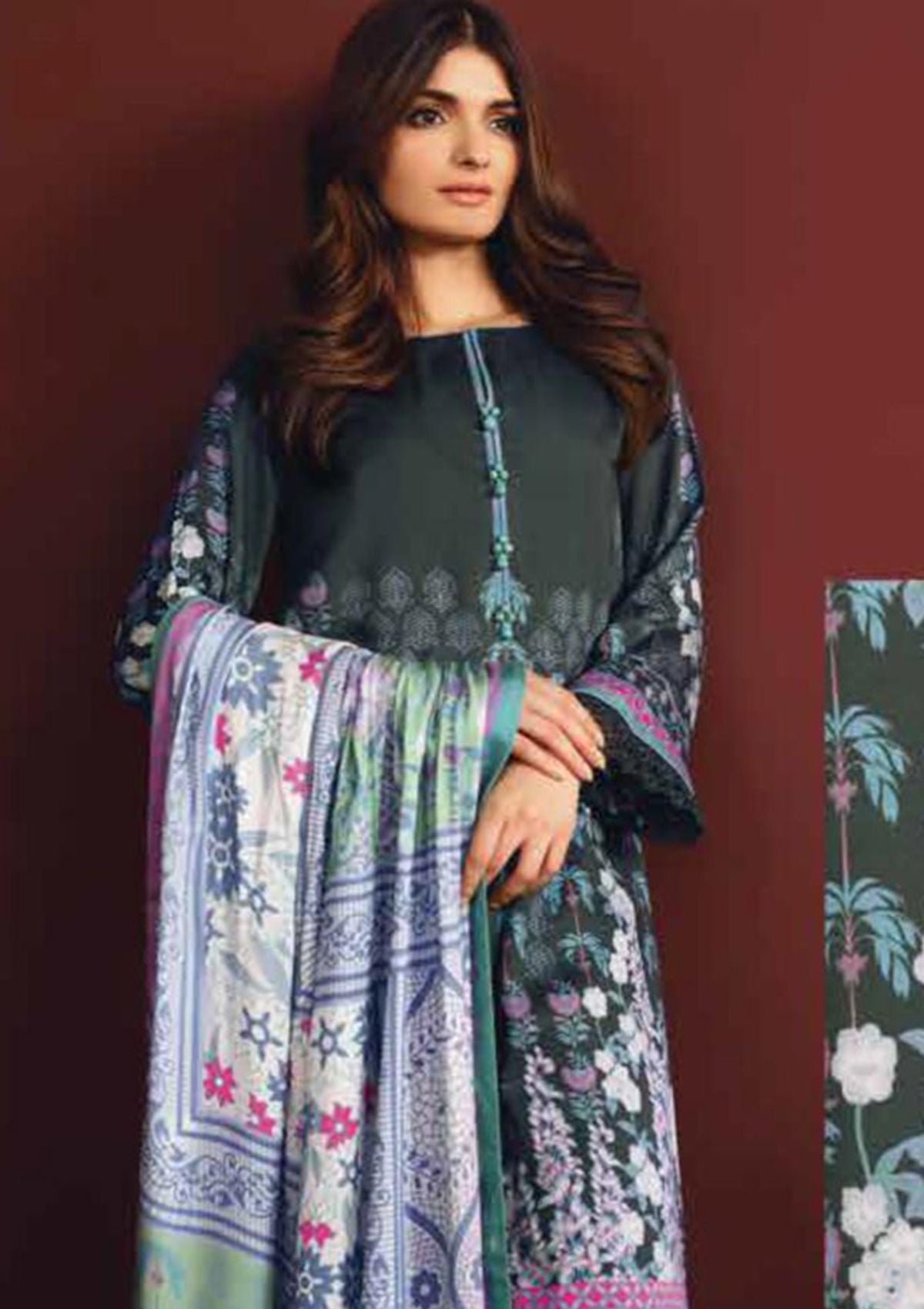 Al Karam Printed Viscose'20 FW-14-20 GREY - Mohsin Saeed Fabrics