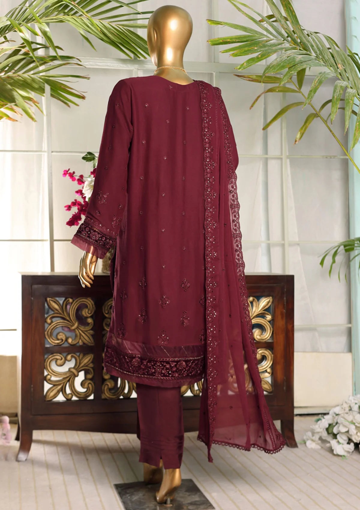 Fasaane By HZ Formal Pret'24 HZK-100 Plum - Mohsin Saeed Fabrics