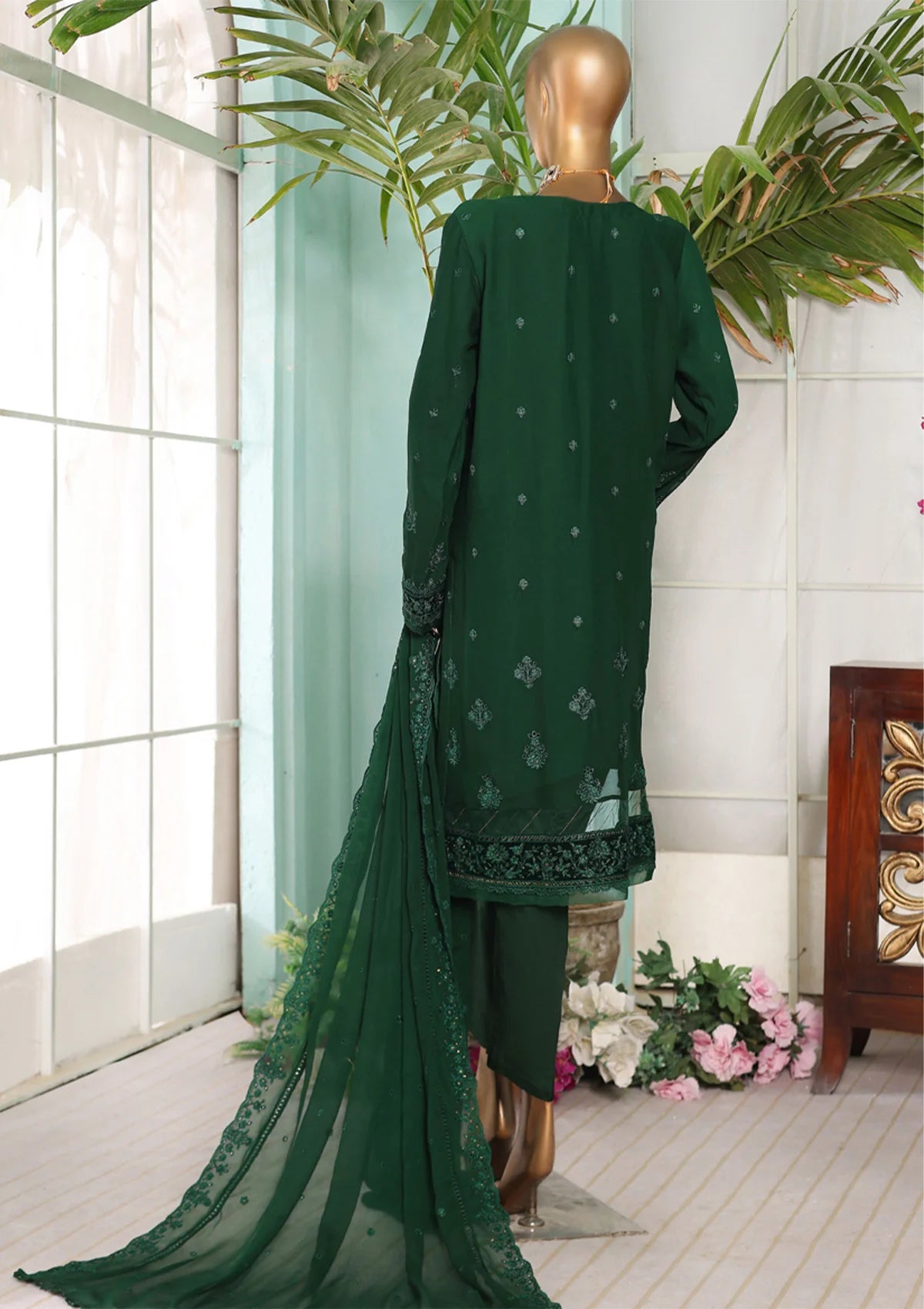 Fasaane By HZ Formal Pret'24 HZK-100 Green - Mohsin Saeed Fabrics