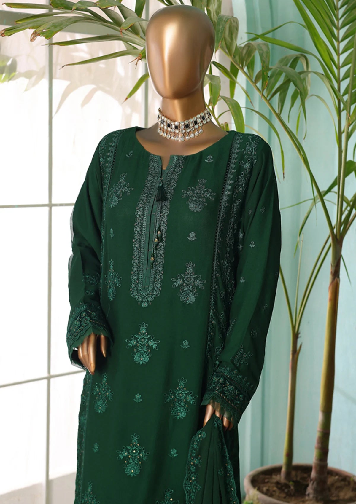 Fasaane By HZ Formal Pret'24 HZK-100 Green - Mohsin Saeed Fabrics