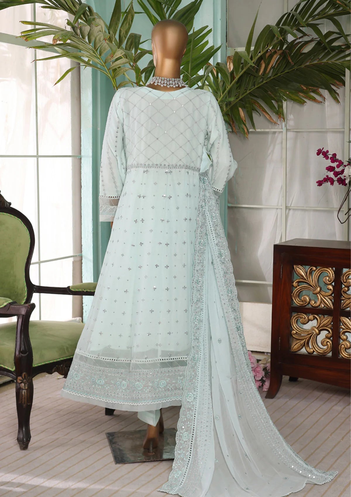Fasaane By HZ Formal Pret'24 HZK-145 Sky Blue - Mohsin Saeed Fabrics