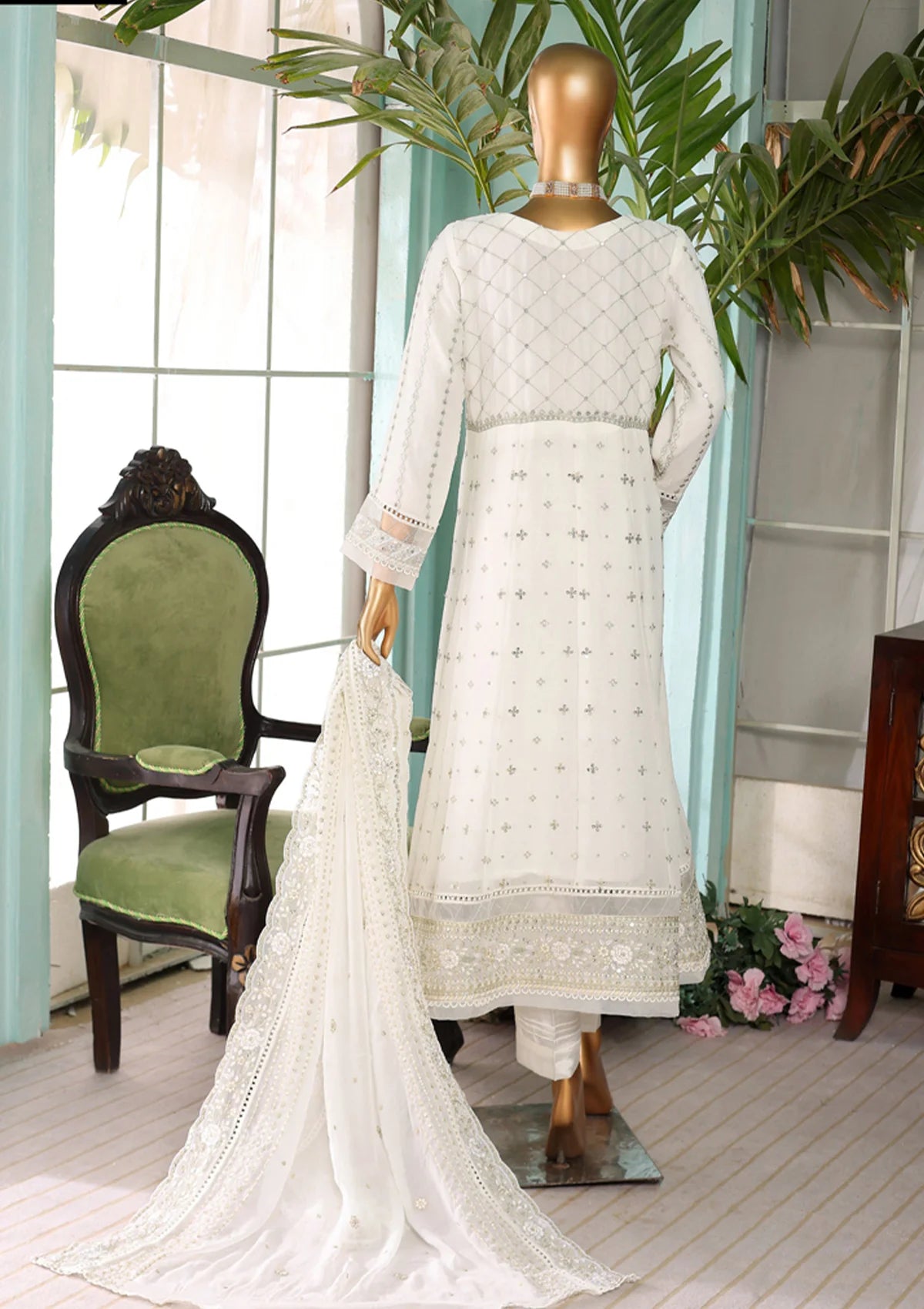 Fasaane By HZ Formal Pret'24 HZK-145 Off White - Mohsin Saeed Fabrics