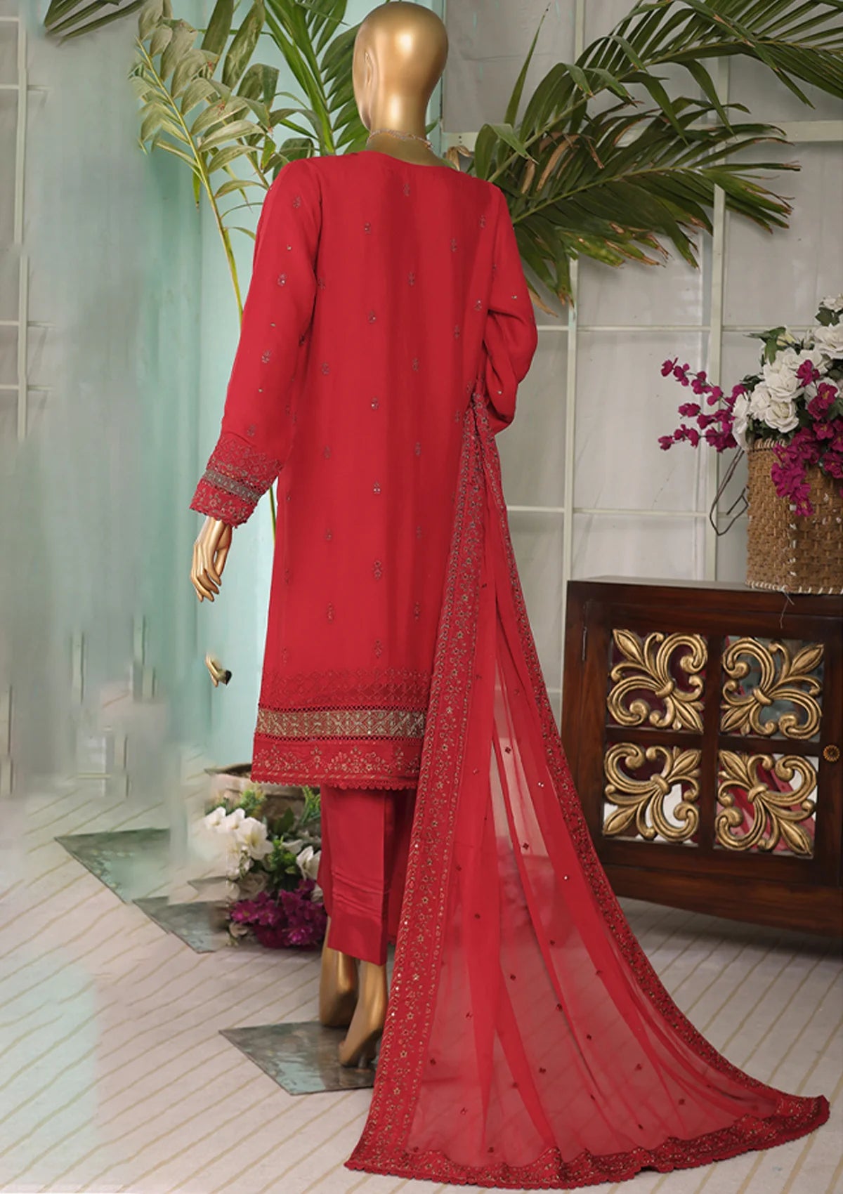 Fasaane By HZ Formal Pret'24 HZK-156 Red - Mohsin Saeed Fabrics