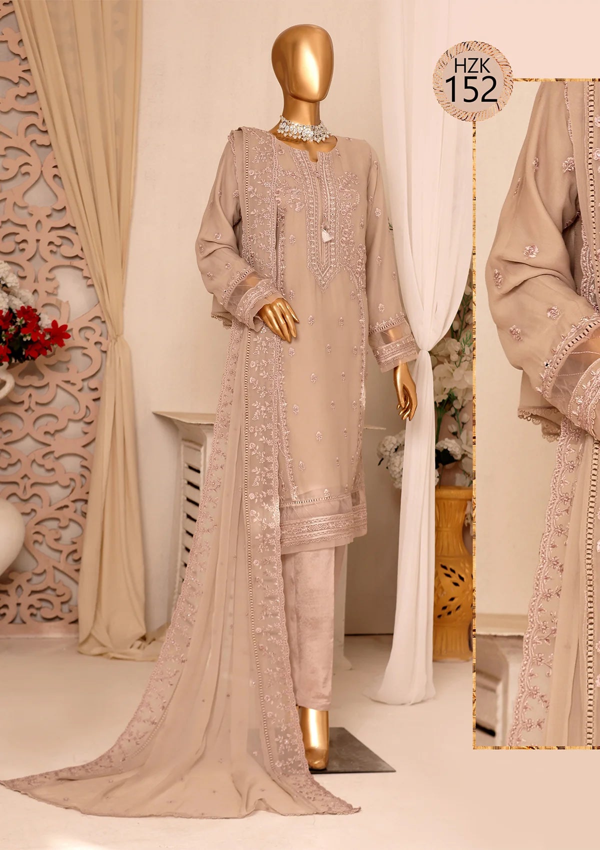 Fasaane By HZ Formal Pret'24 Vol-02 HZK-152 Dove - Mohsin Saeed Fabrics