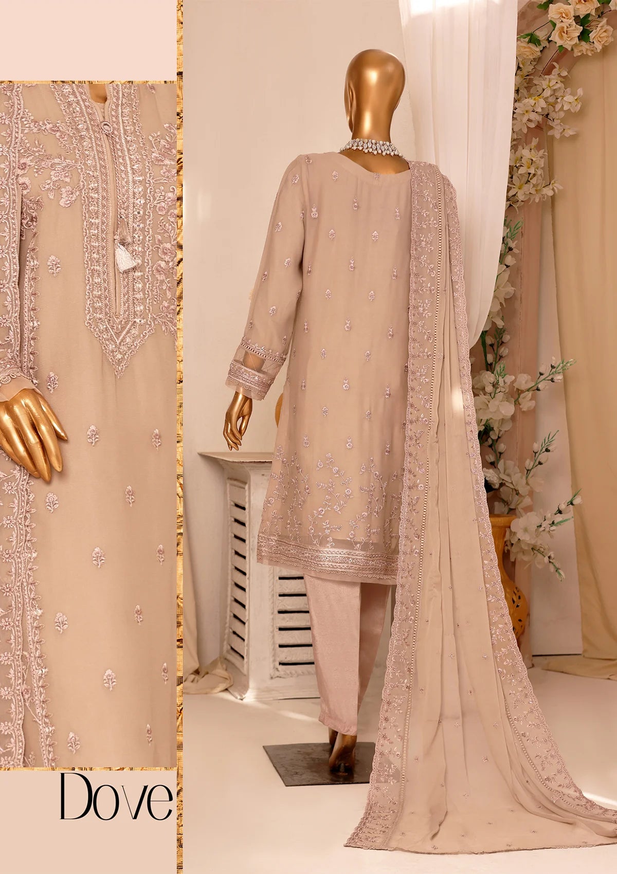 Fasaane By HZ Formal Pret'24 Vol-02 HZK-152 Dove - Mohsin Saeed Fabrics