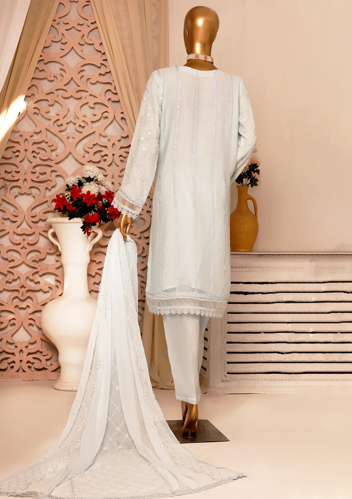 Fasaane By HZ Formal Pret'24 Vol-02 HZK-155 Light Blue - Mohsin Saeed Fabrics