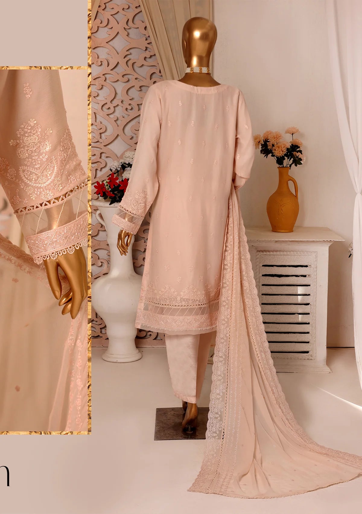 Fasaane By HZ Formal Pret'24 Vol-02 HZK-142 Peach - Mohsin Saeed Fabrics