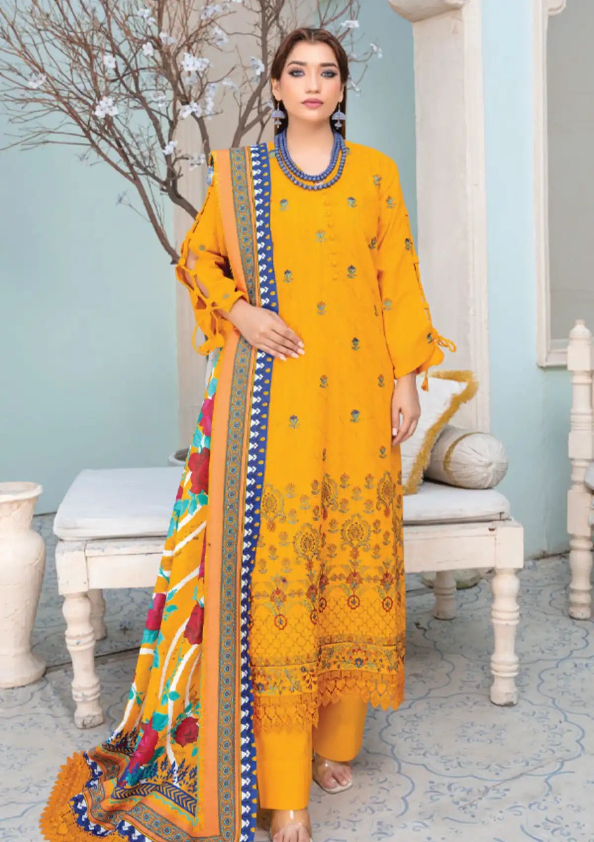 Feroza Falak Emb Khaddar'23 D-02 - Mohsin Saeed Fabrics