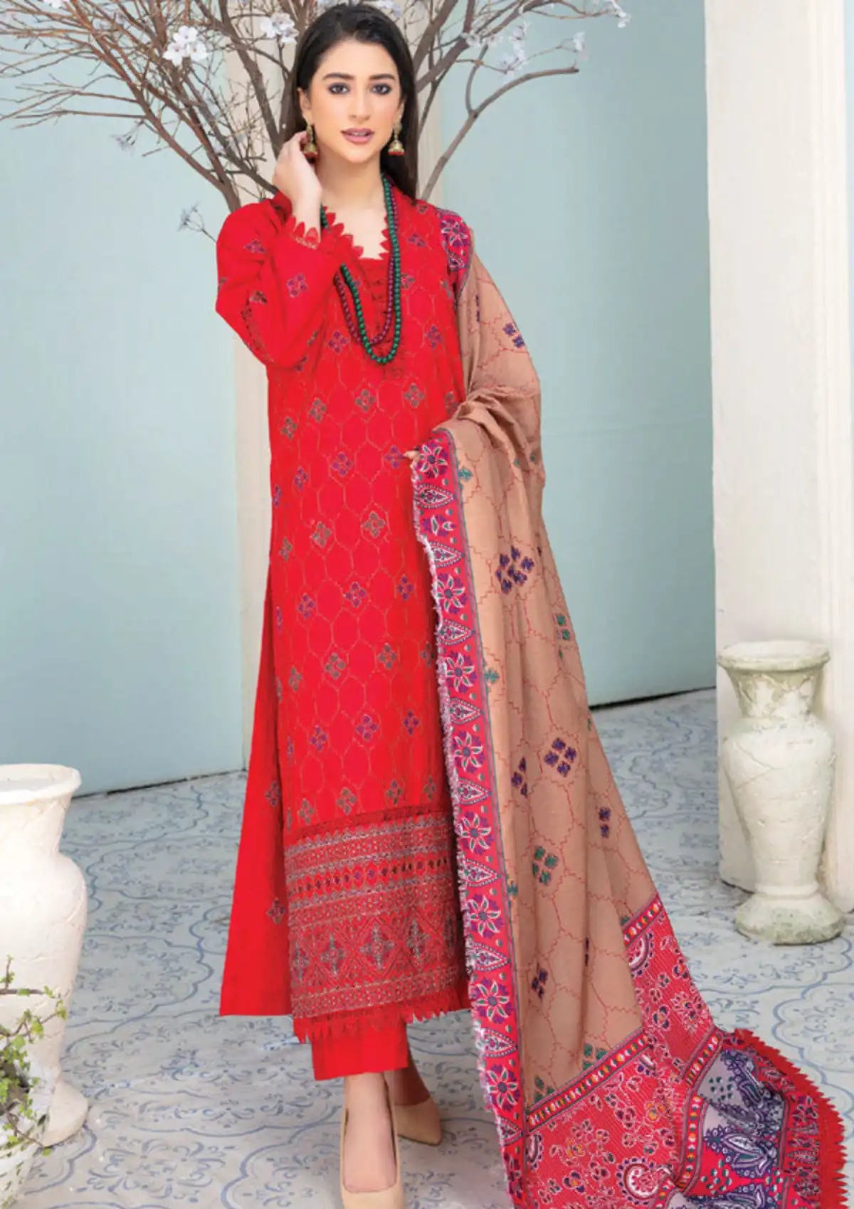 Feroza Falak Emb Khaddar'23 D-09 - Mohsin Saeed Fabrics