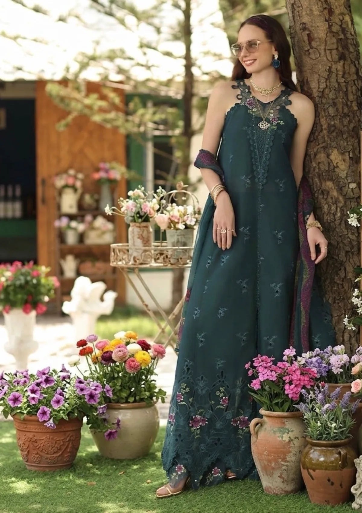 Noor By Saadia Asad Eid Luxury Printskhas'26 D-06 Coblat Teal