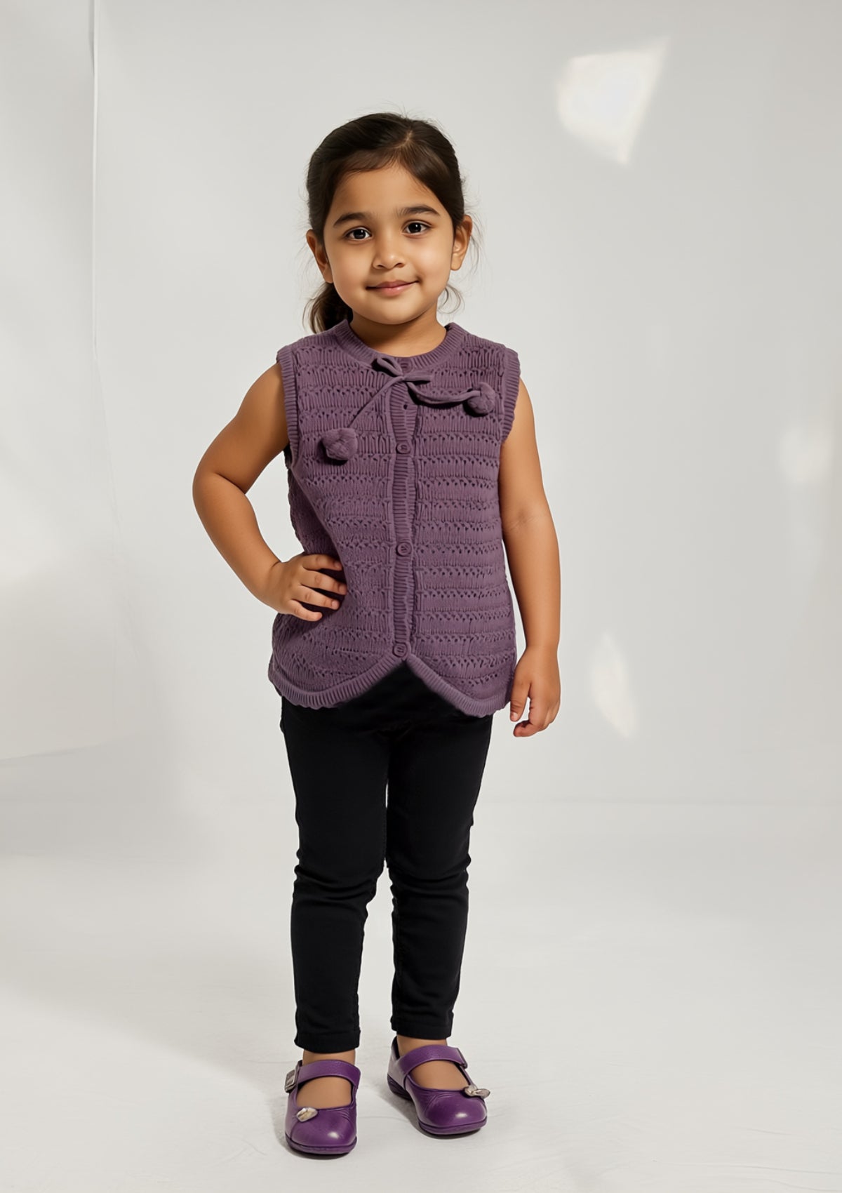 Girls Wool Sweater in Mauve