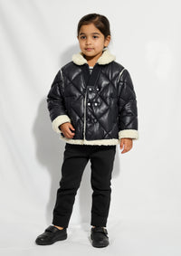 Girls Leather Jacket in Black