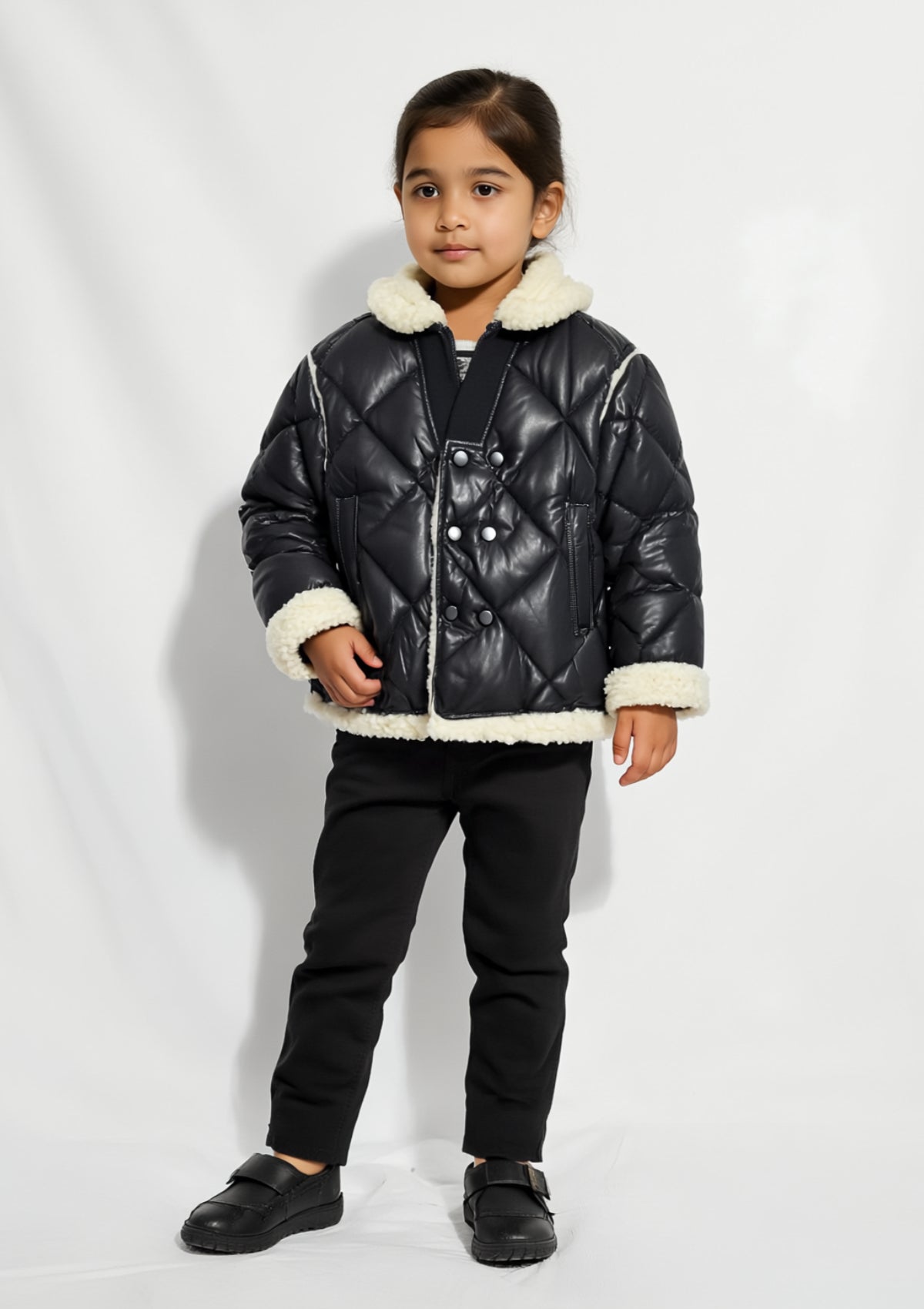 Girls Leather Jacket in Black