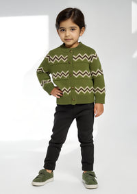 Girls Wool Sweater in Army Green