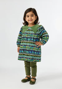 Girls Corduroy Shirt in Multi Green
