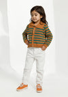 Girls Wool Sweater in Orange & Green