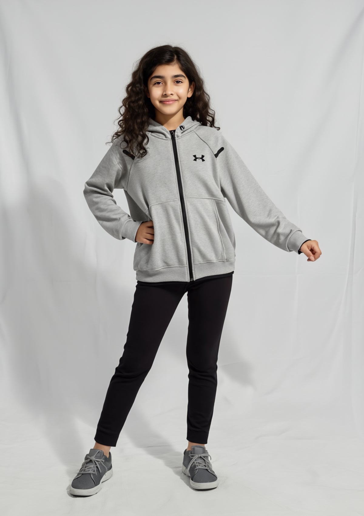 Girls Terry Hoodie in Grey