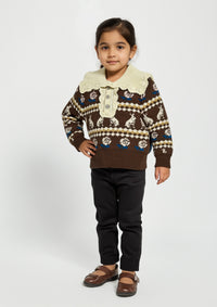 Girls Wool Sweater in Brown
