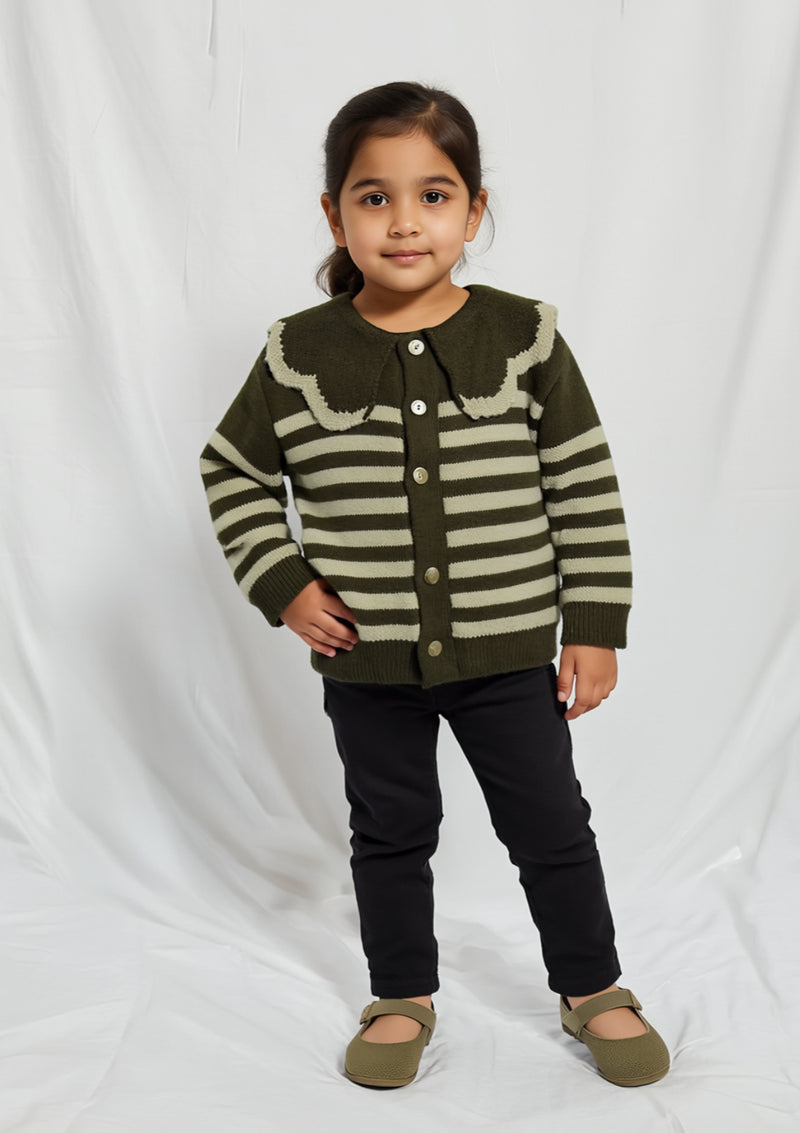 Girls Wool Sweater in Cedar