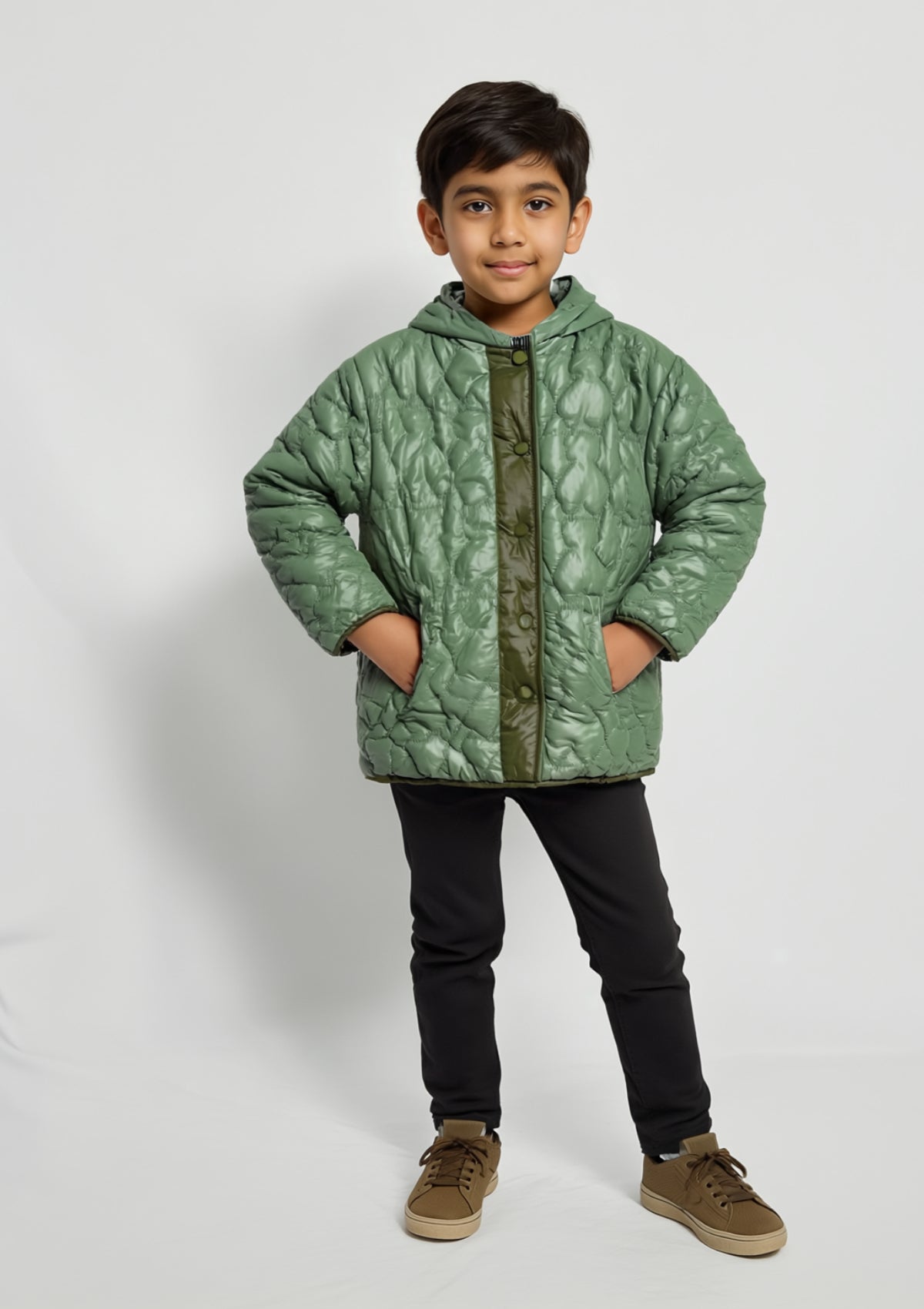 Boys Parachute Hoodie in Green