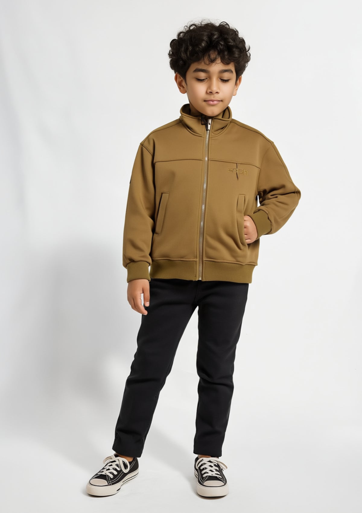 Boys Terry Jacket in Brown