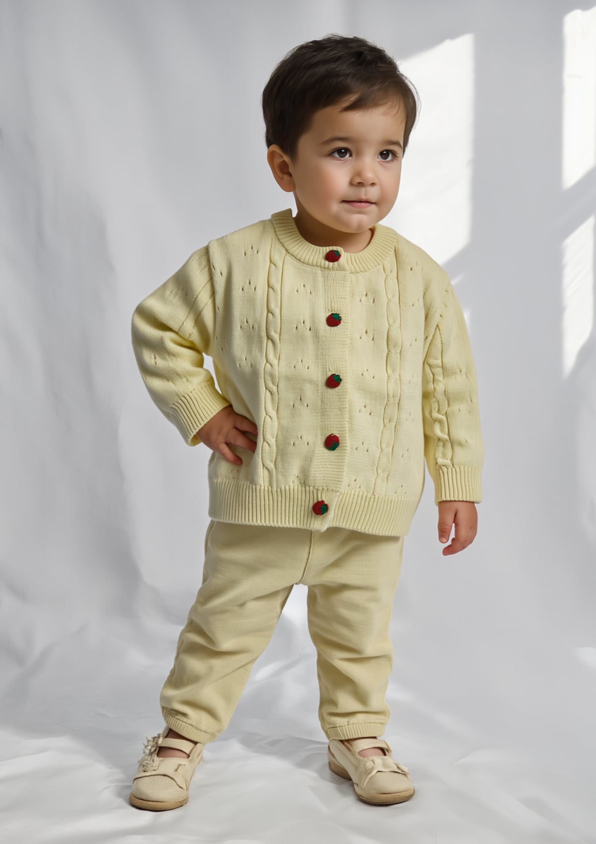 Boys Wool Sweater in White