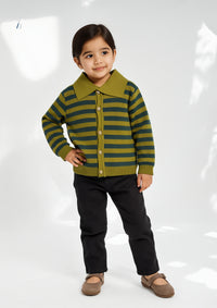Girls Wool Sweater in Olive Green