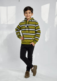 Boys Terry Hoodie in Olive Green