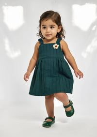 Girls Parachute Quilted Frock in Teal Green