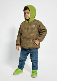Boys Parachute Jacket in Brown & Green