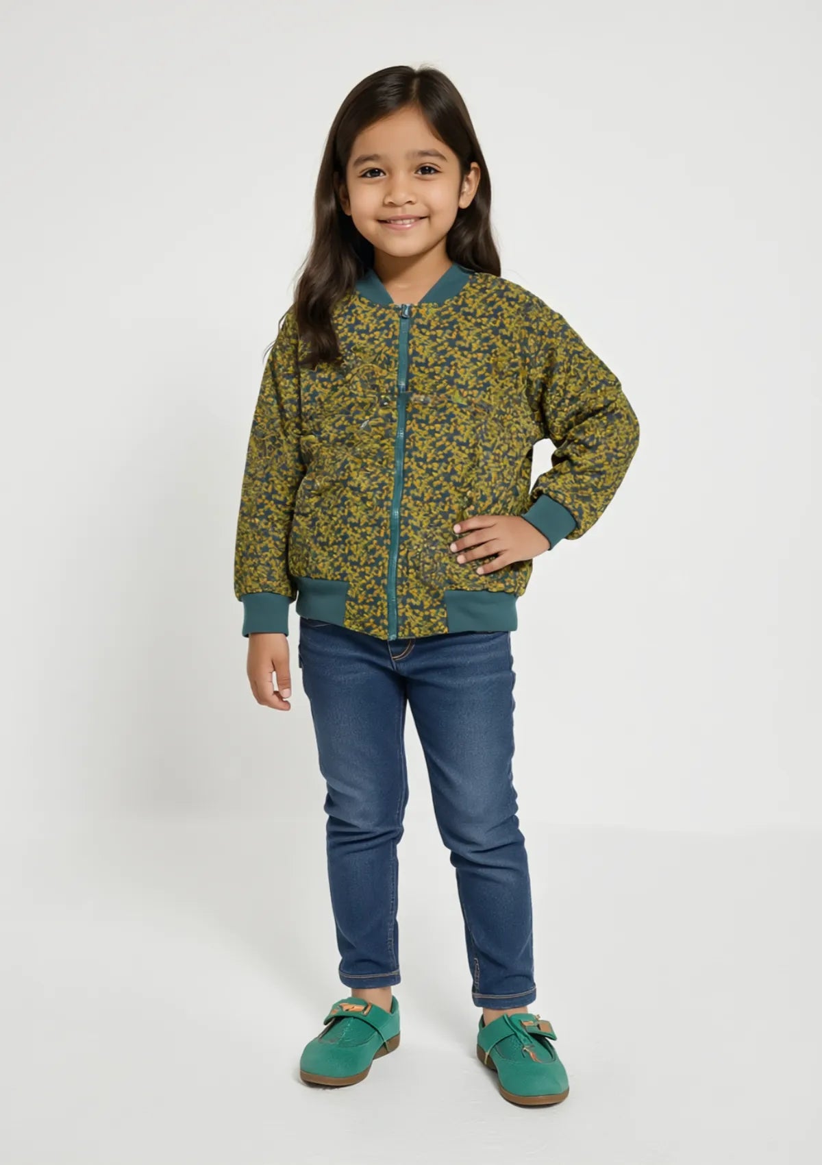 Girls Imported Jacket in Teal Green