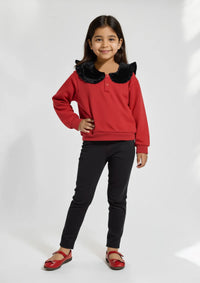 Girls Terry Sweater in Red
