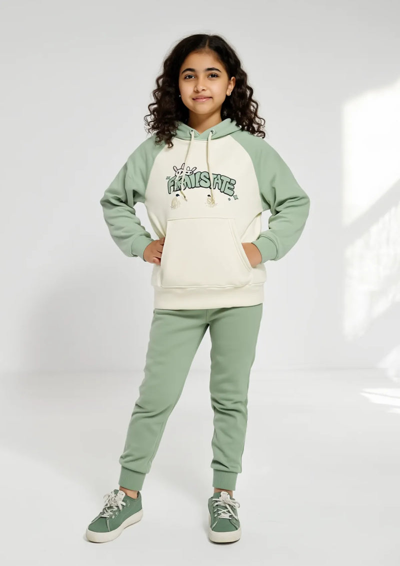 Girls Terry Hoodie in GREEN