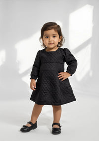 Girls Parachute Quilted Frock in Black