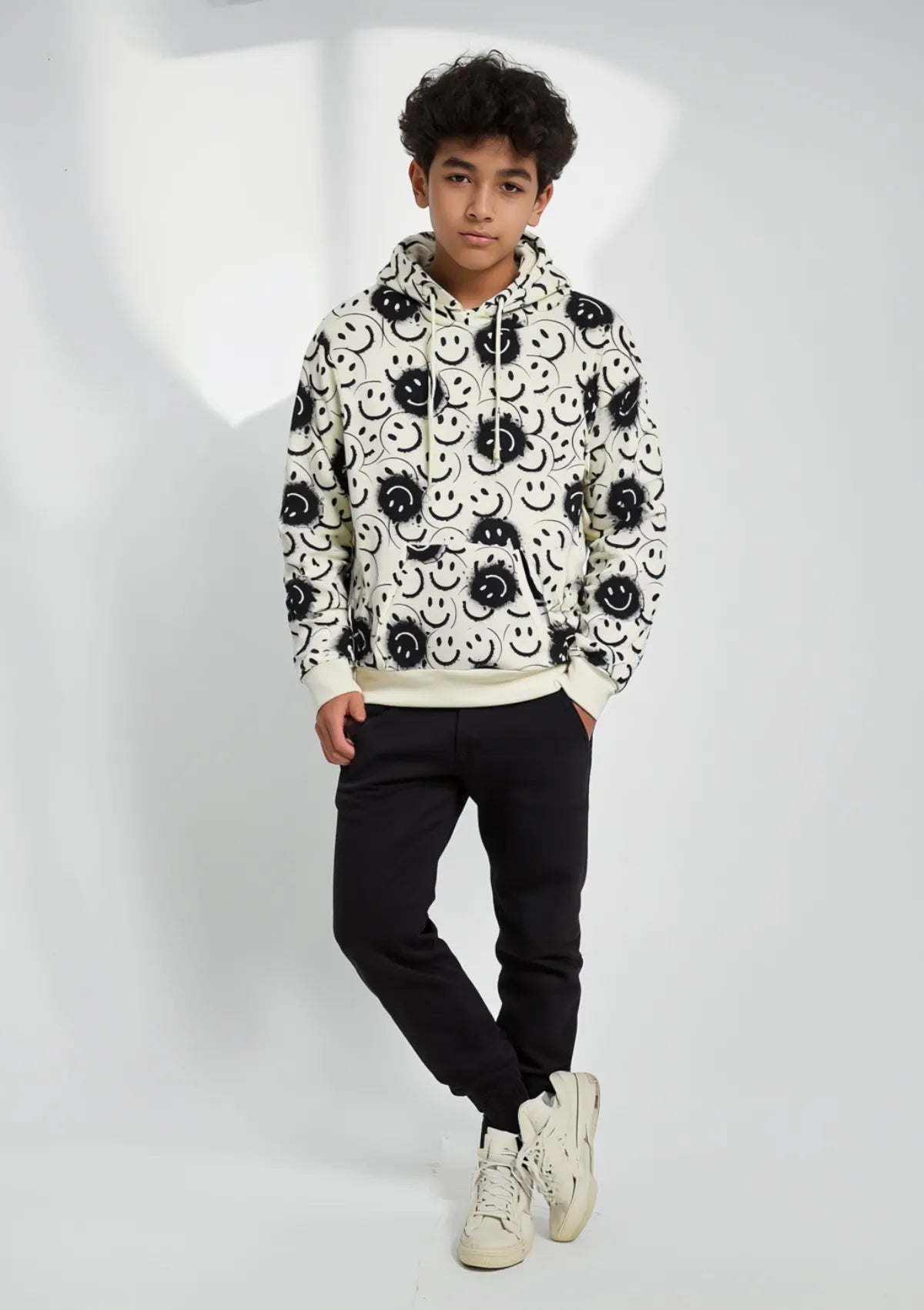 Boys Terry Hoodie in White