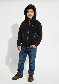 Boys Foxfur Hoodie in Black