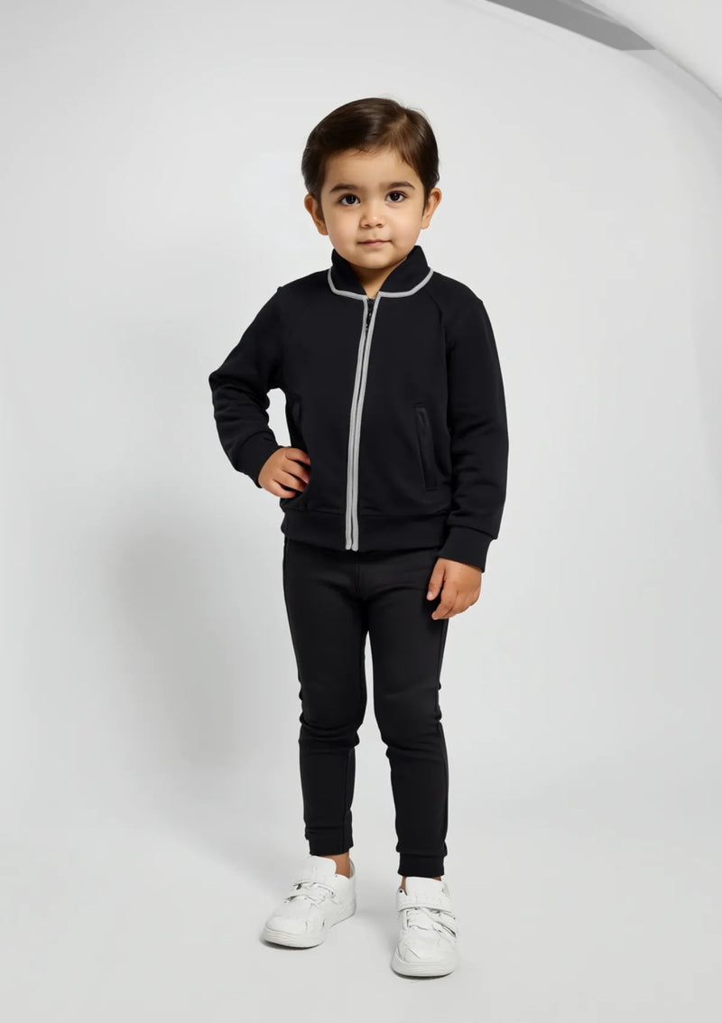 Girls Terry Zipper Jacket in Black
