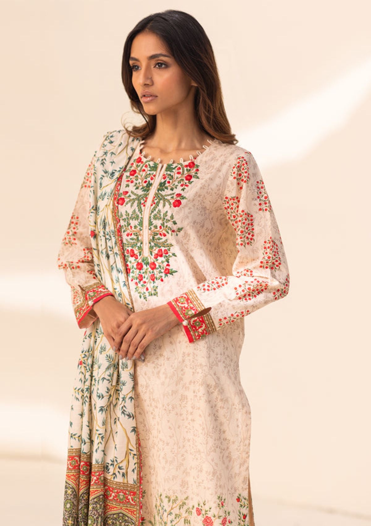 Sahar Printed Emb Lawn V2'23 D-06 - Mohsin Saeed Fabrics