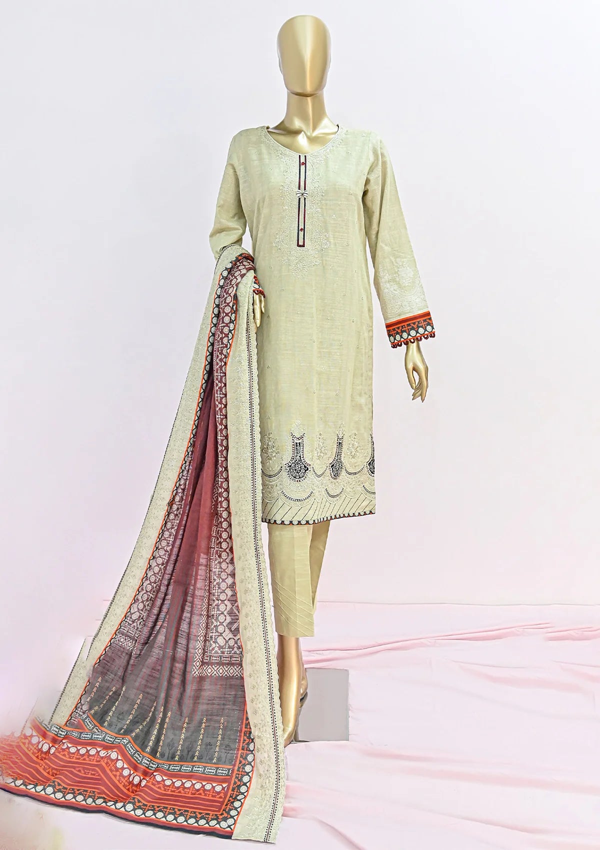 HZ Embroidered Khaddar'24 PKE-13 - Mohsin Saeed Fabrics