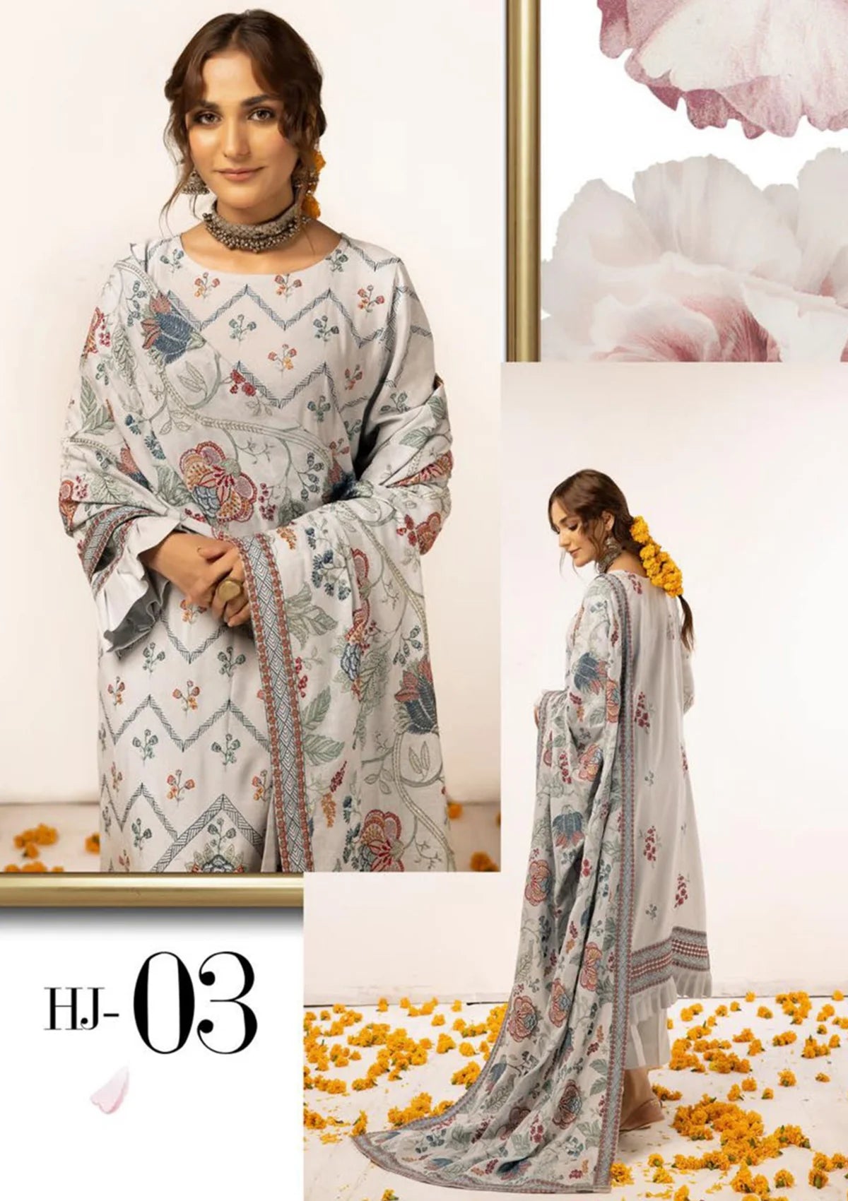Husn-e-Jahan Emb Peach Laether'22 HJ-03 - Mohsin Saeed Fabrics