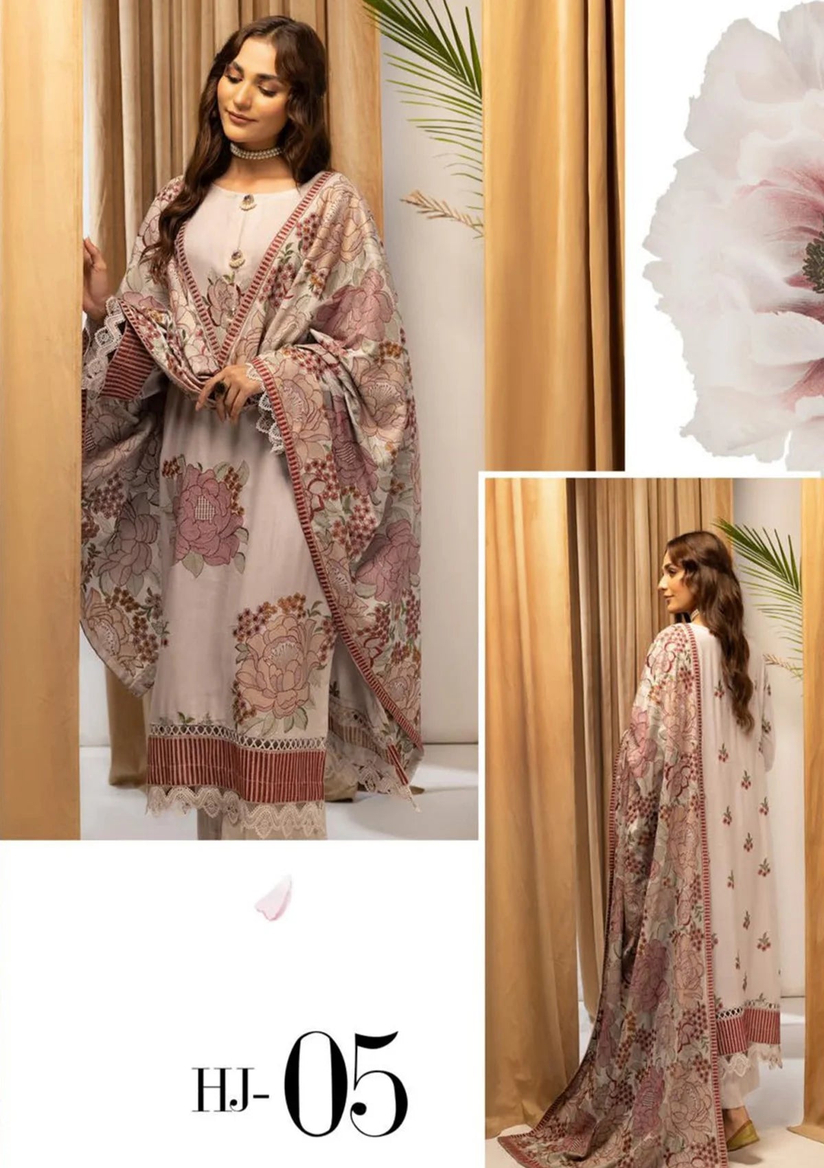 Husn-e-Jahan Emb Peach Laether'22 HJ-05 - Mohsin Saeed Fabrics