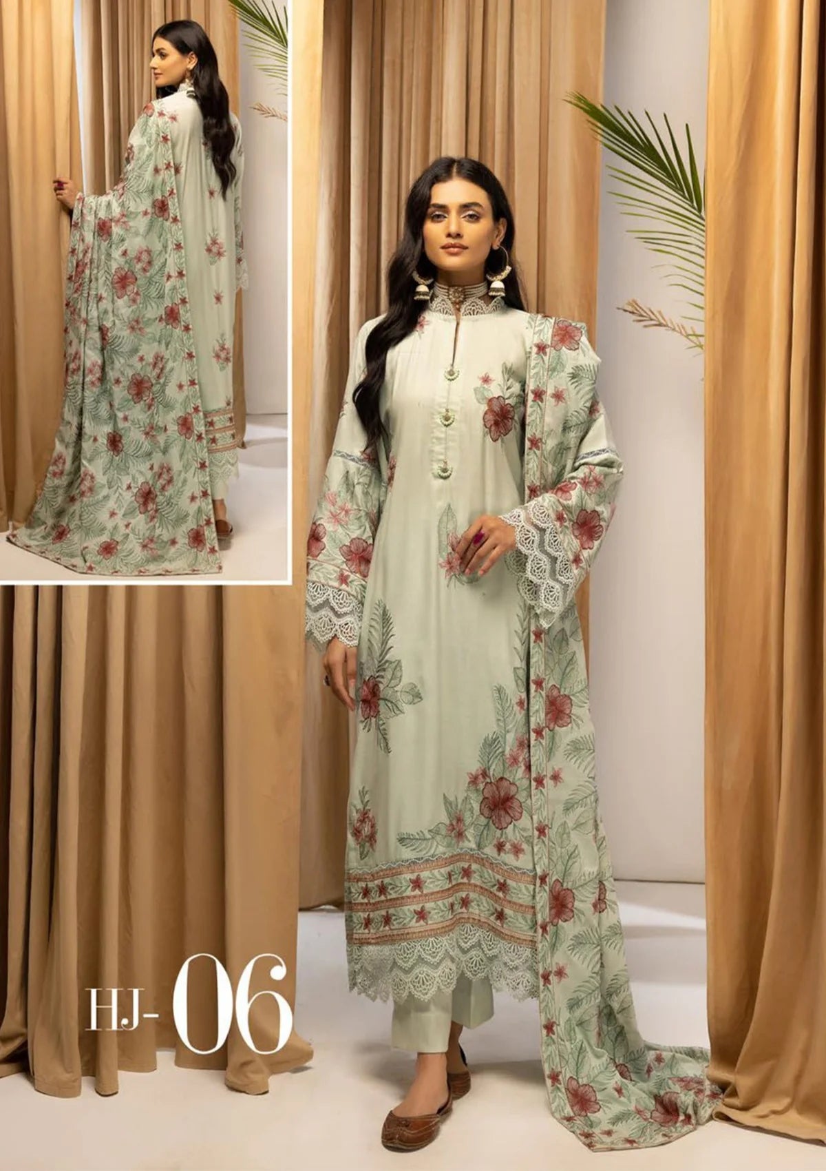 Husn-e-Jahan Emb Peach Laether'22 HJ-06 - Mohsin Saeed Fabrics