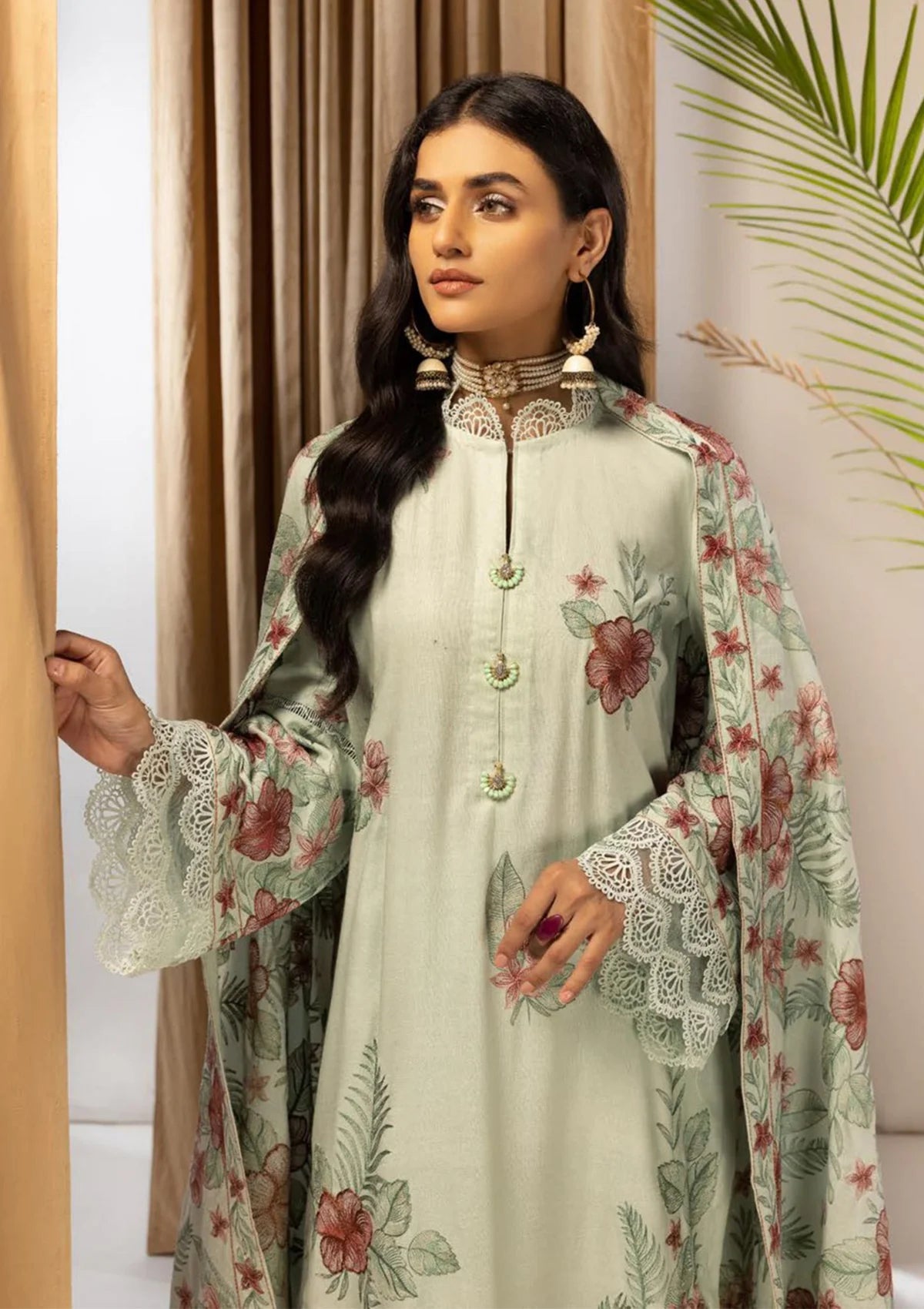 Husn-e-Jahan Emb Peach Laether'22 HJ-06 - Mohsin Saeed Fabrics